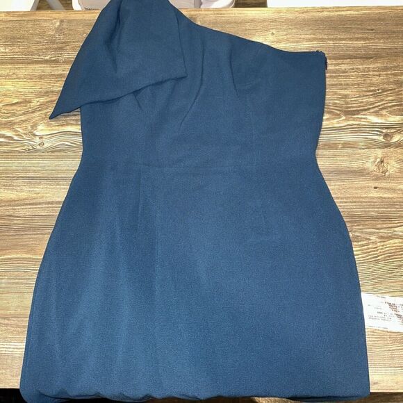 Dress the Population Tiffany One-Shoulder Midi Dress in Peacock Blue  XXL. 14 - Picture 3 of 10